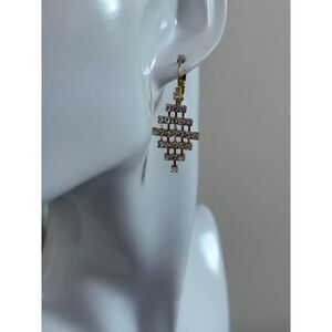 Rhinestone Lever Back  Earrings NWT 1.5"